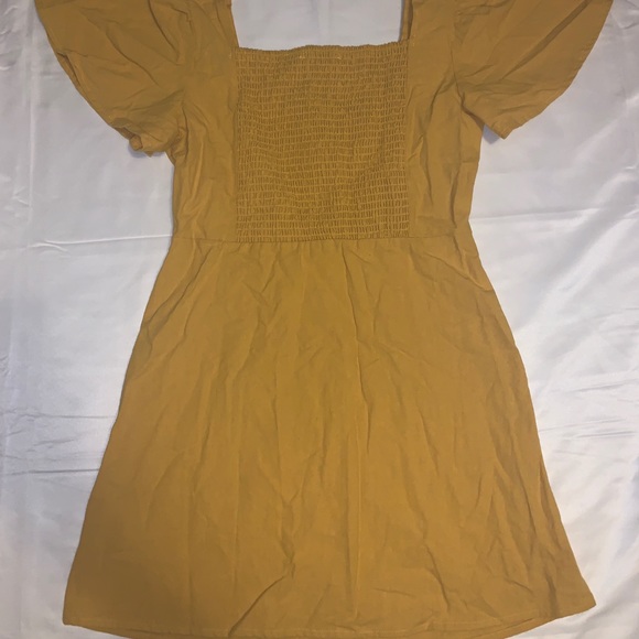 Yellow Off the Shoulder Button Dress - Picture 2 of 2
